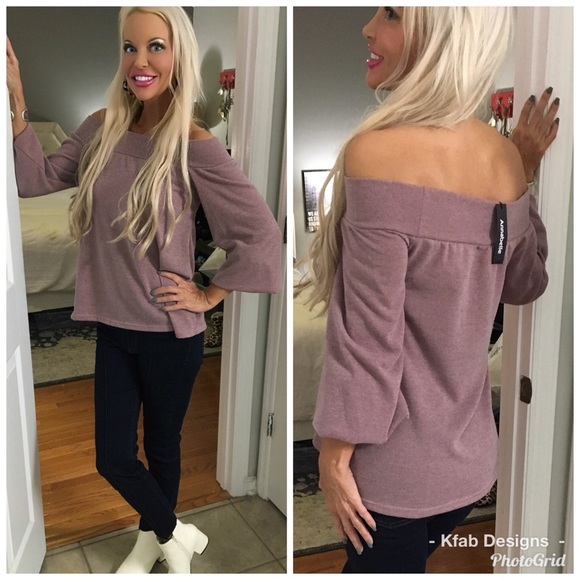 LAST 1! 🛍 Soft Mauve Off Shoulder Sweater ! - Picture 4 of 6